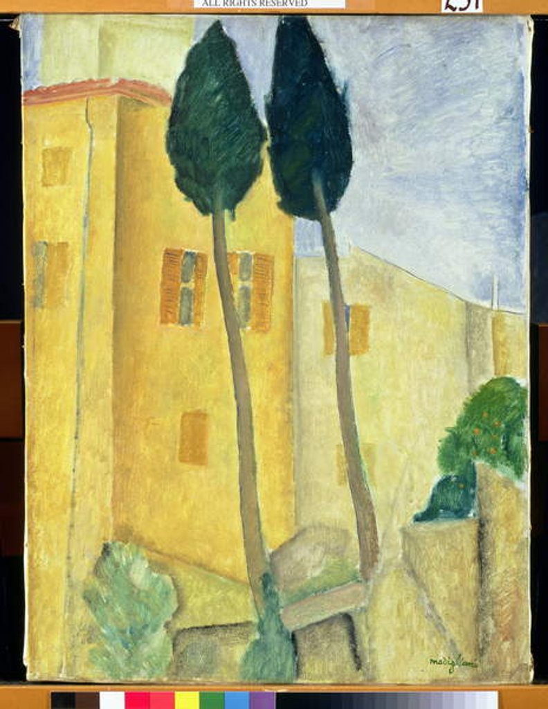 Detail of Cypress Trees and House, 1919 by Amedeo Modigliani