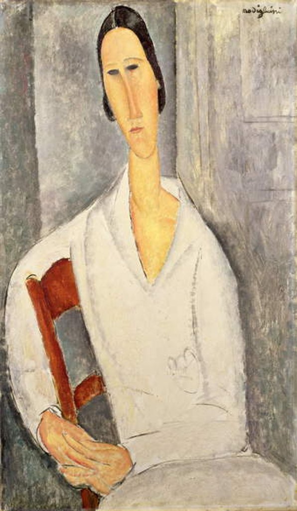Detail of Madame Hanka Zborowska Leaning on a Chair 1919 by Amedeo Modigliani