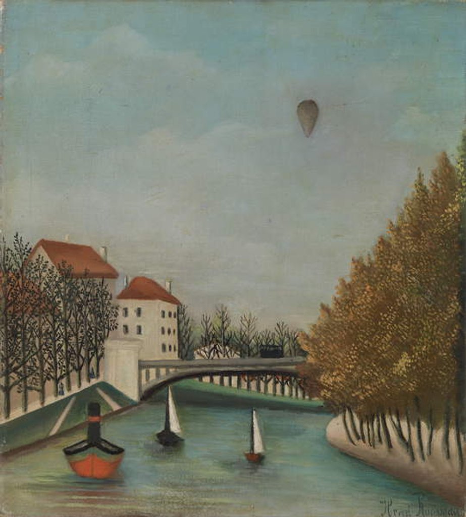 Detail of River Scene with Balloon by Henri J.F. Rousseau