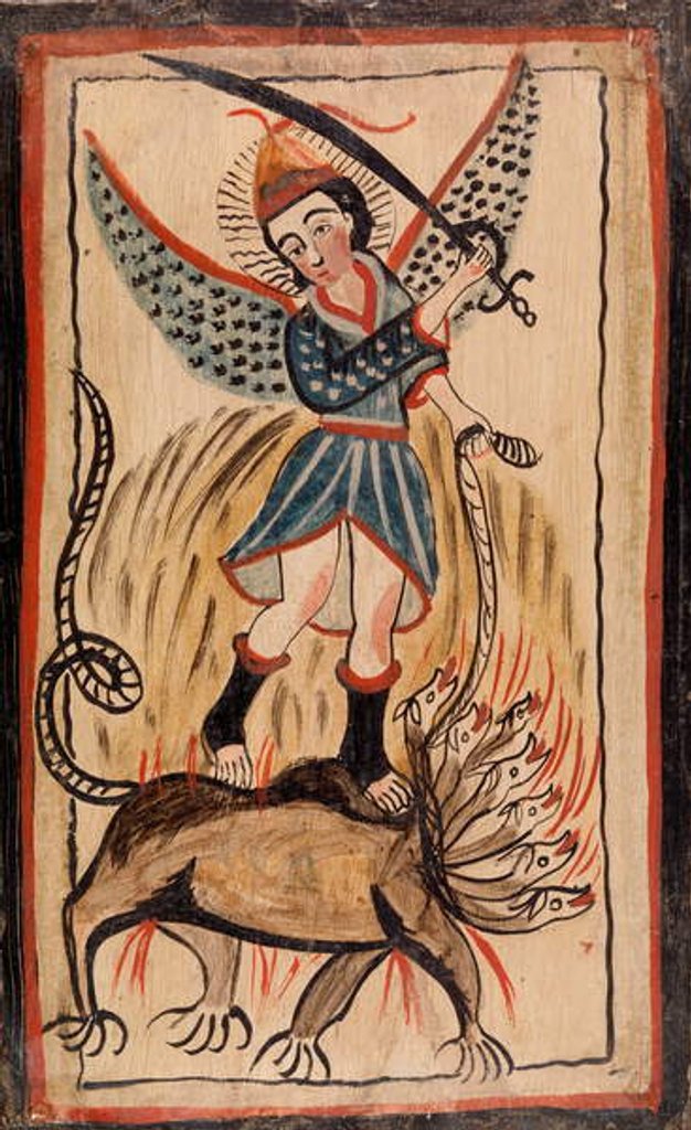 Detail of Archangel Saint Michael, c. 1840 by Jose Rafael Aragon