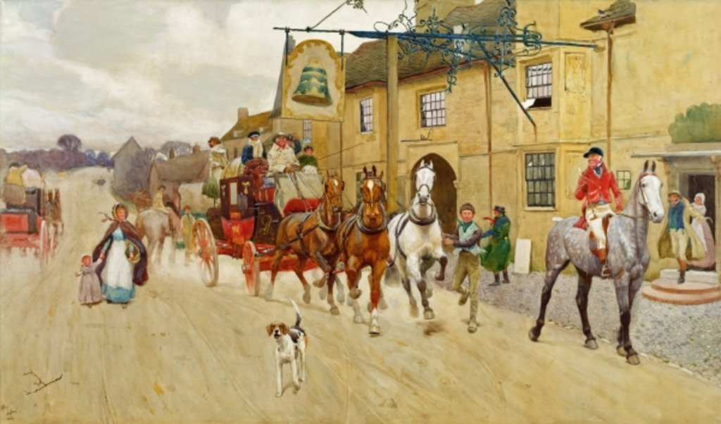 Detail of The Great North Road, The Bell at Stilton, 1902 by Cecil Charles Windsor Aldin