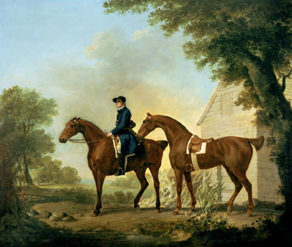 Detail of Mr. Crewe's Hunters with a Groom near a Wooden Barn by George Stubbs