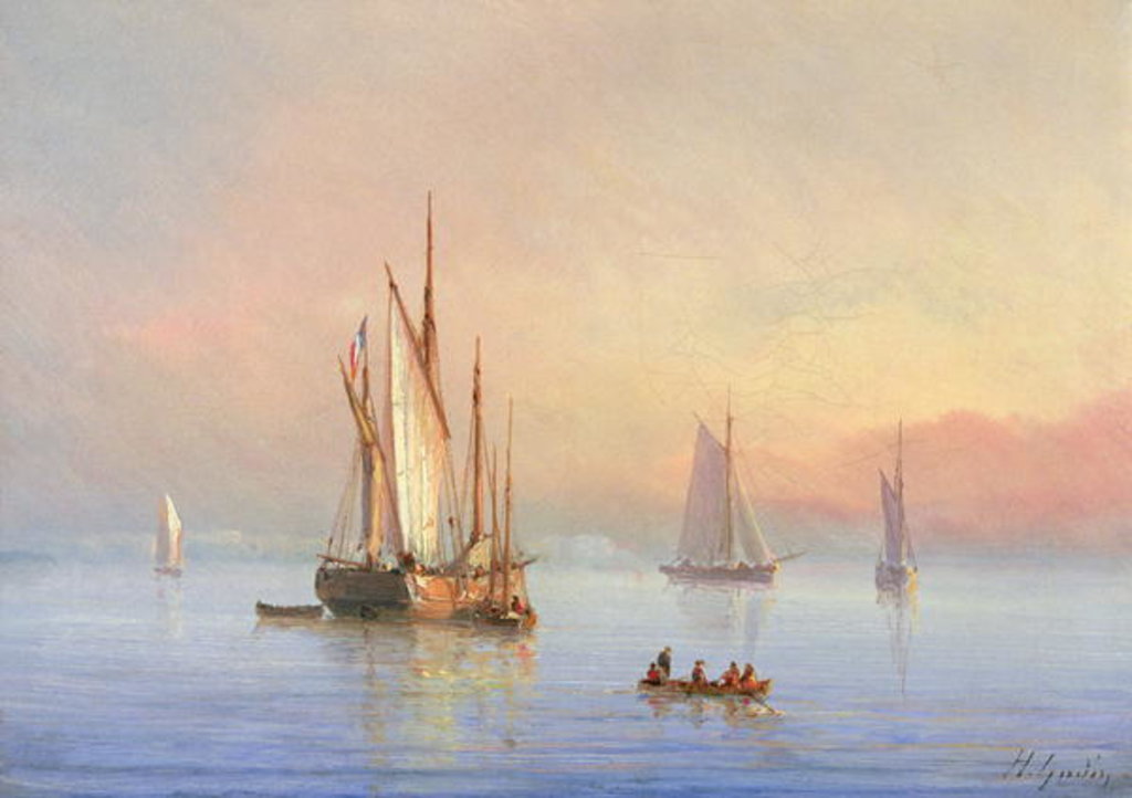 Detail of Shipping in a calm by Herminie