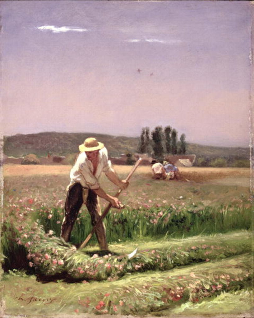 Detail of A peasant, mowing by Charles Emile Jacque