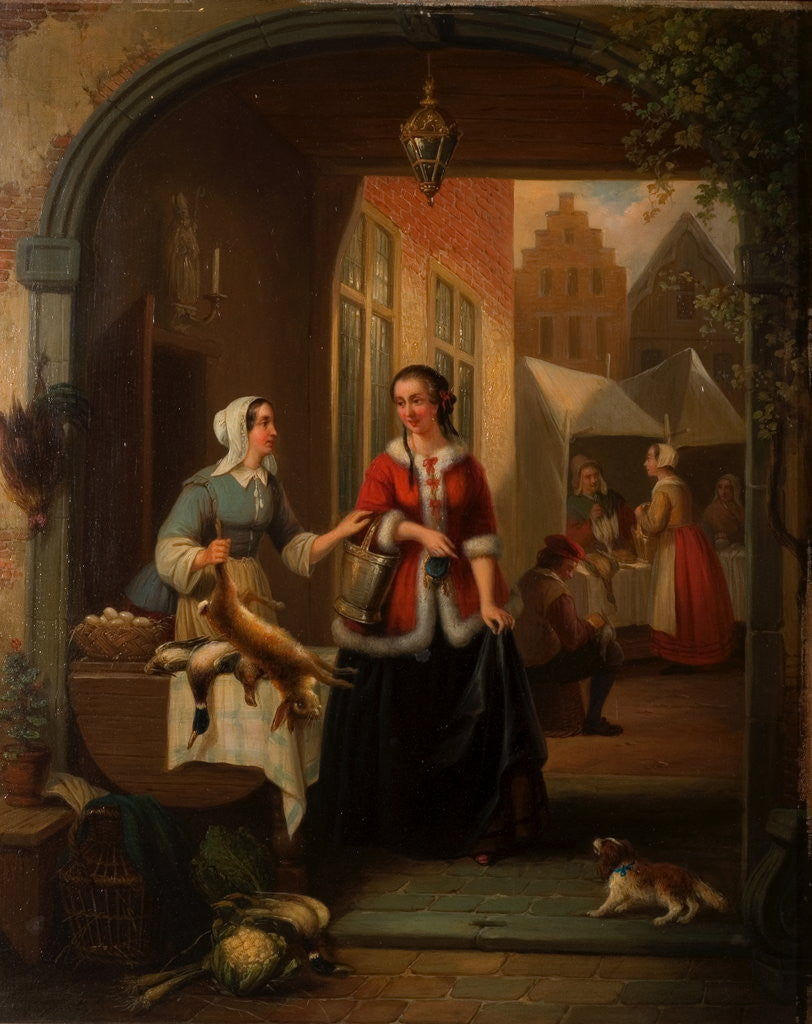 Detail of Dutch Market Scene by Henri Joseph Gommarus Carpentero