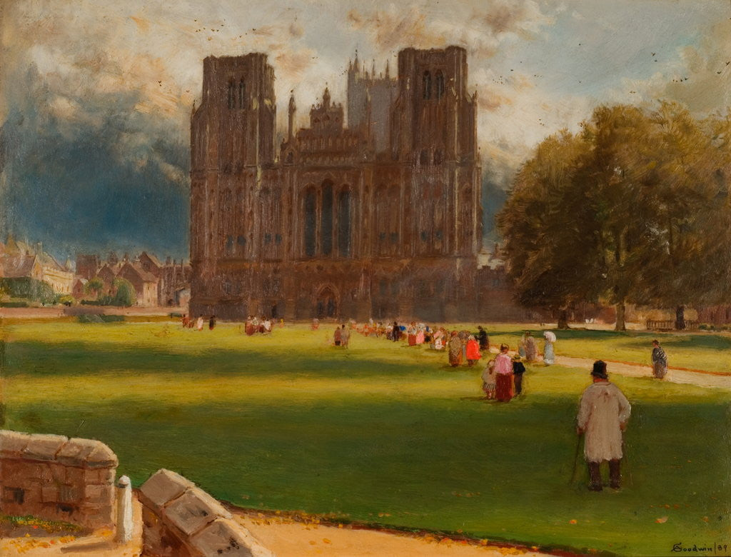 Detail of Wells Cathedral by Albert Goodwin