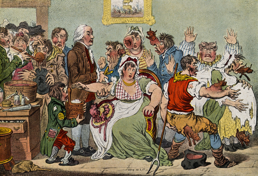 Detail of English Cartoon Depicting People with Cow Pox by Anonymous