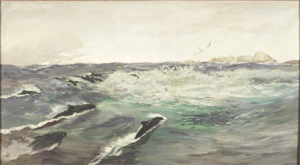 Detail of Porpoises Chasing Mackerel by Charles Napier Hemy