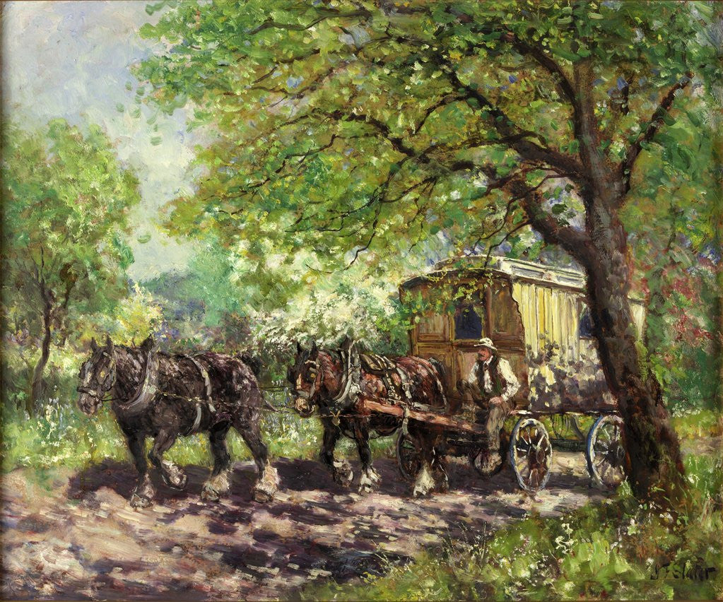 Detail of Two Horses and Caravan by John Falconar Slater