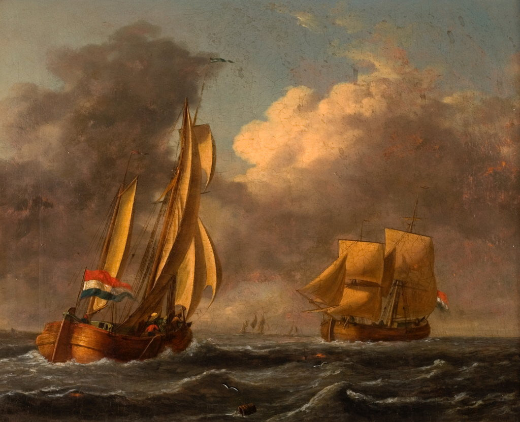 Detail of Dutch Galliots off the Coast by John Wilson Carmichael