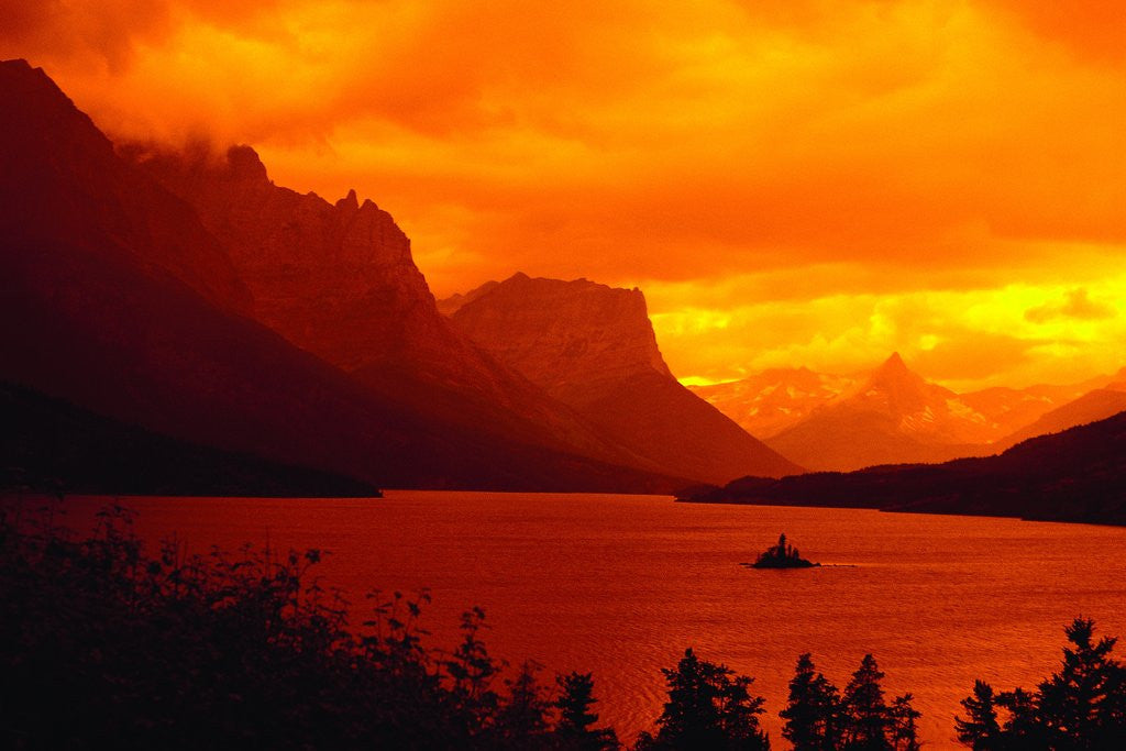 Detail of Sunset Over Lake in Glacier National Park by Anonymous