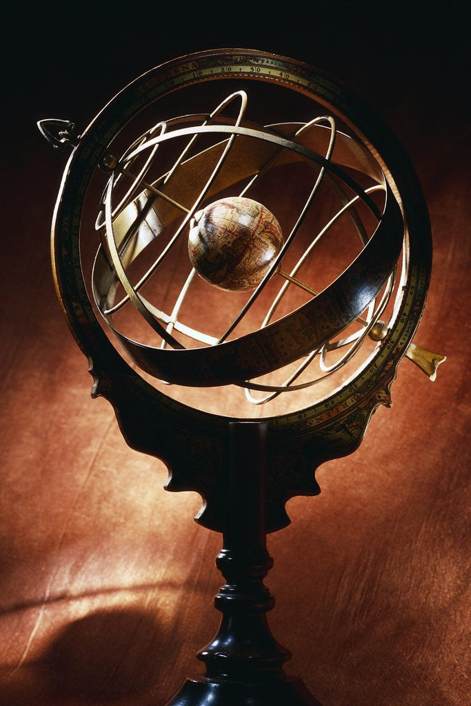 Detail of Antique Globe Mounted in Bands by Anonymous