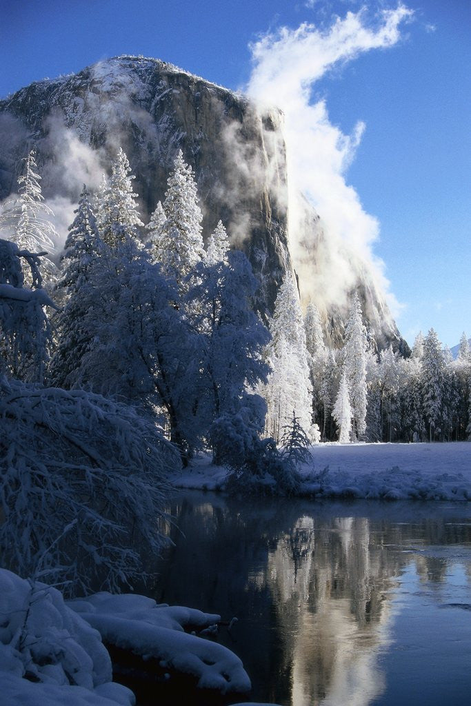 Detail of El Capitan and Merced River in Winter by Anonymous