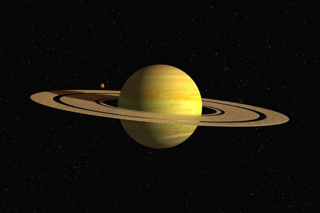 Detail of Ringed Planet with Moon by Anonymous