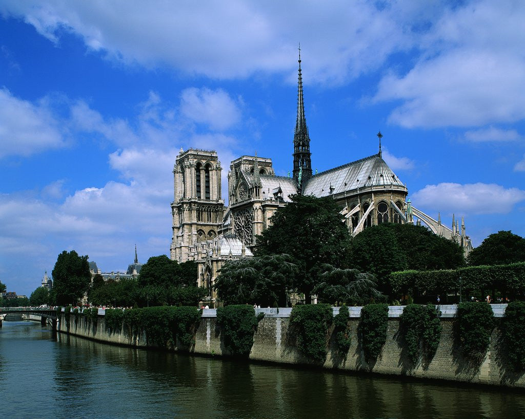 Detail of Cathedral of Notre Dame and the Seine by Corbis