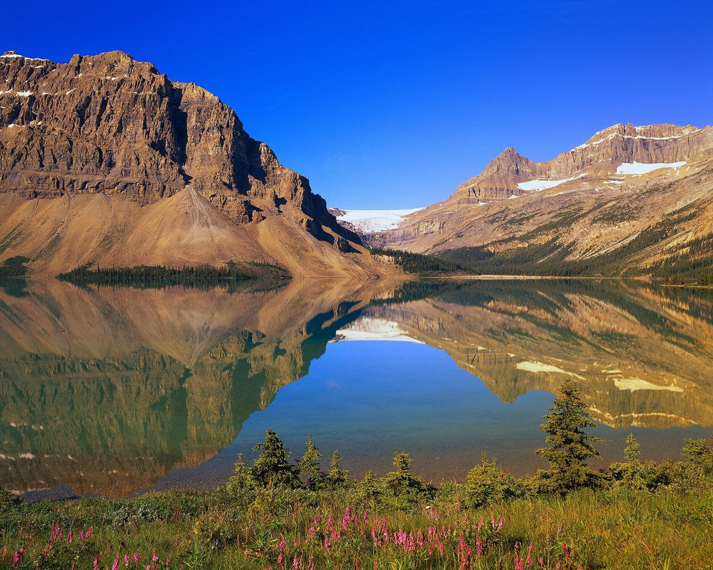 Detail of Lake Reflecting Mountains by Anonymous
