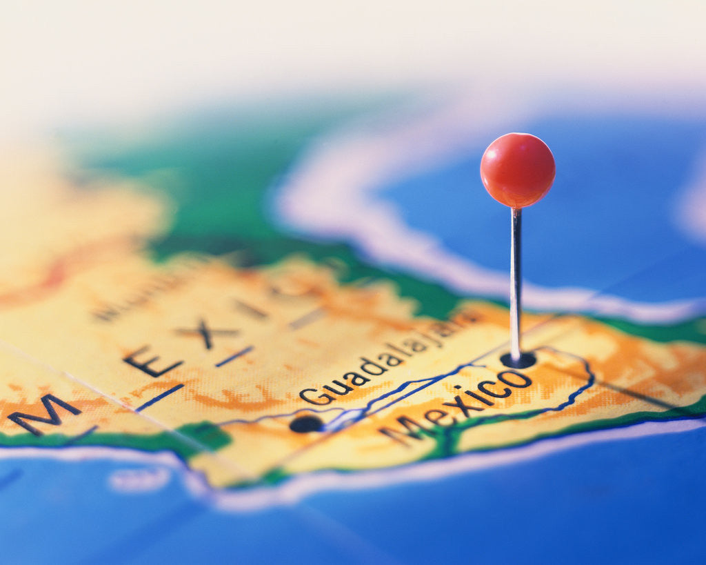 Detail of Mexico City Marked on a Map by Anonymous