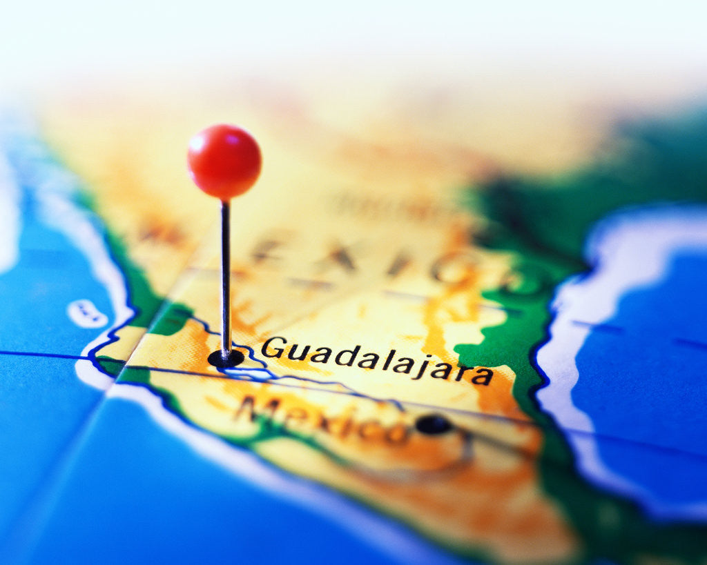 Detail of Guadalajara Marked on Map by Corbis