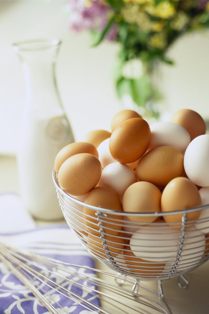 Detail of Eggs in a Metal Basket by Corbis