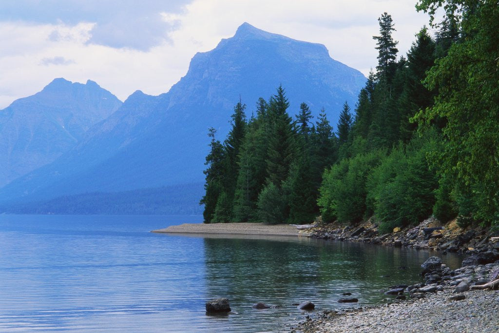 Detail of Mountains and Lake McDonald Shoreline by Anonymous