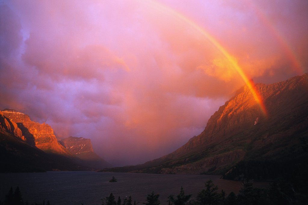 Detail of Rainbow and Clouds over a Valley by Anonymous