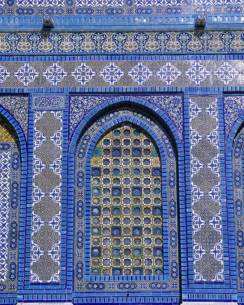 Detail of Exterior View of Window and Tilework on Dome of the Rock by Corbis