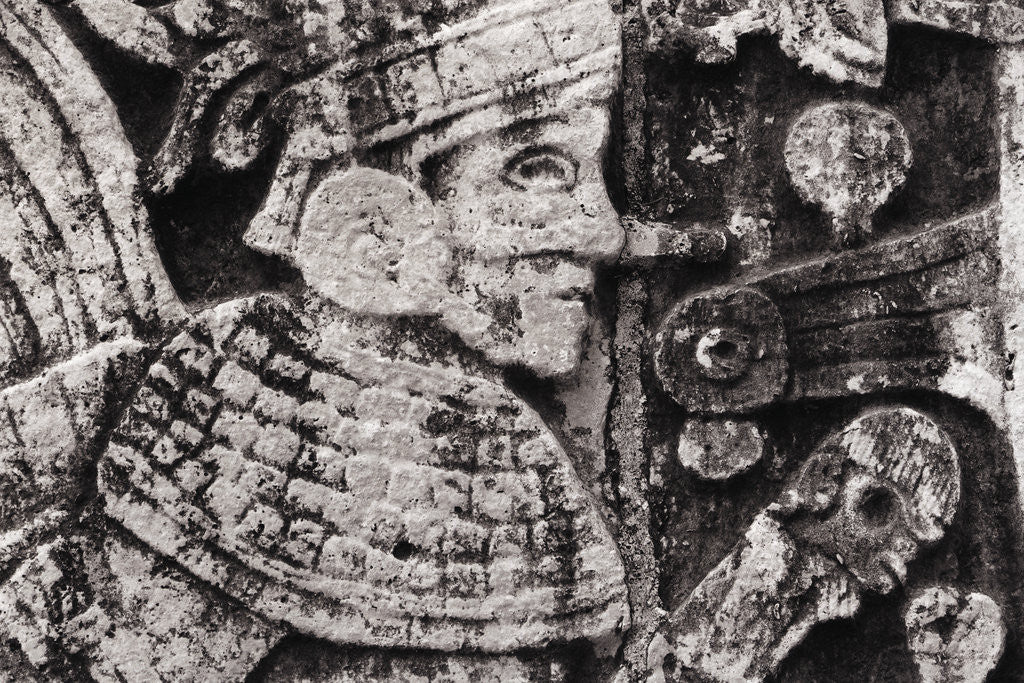 Detail of Stone Relief Carving at the Ball Court in Chichen-Itza, Mexico by Anonymous