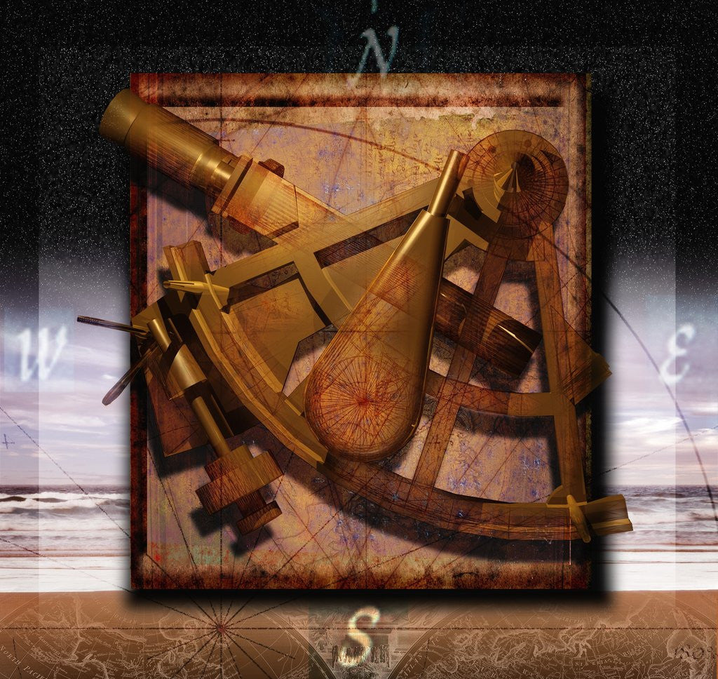 Detail of Sextant and Overlaying Compass by Anonymous