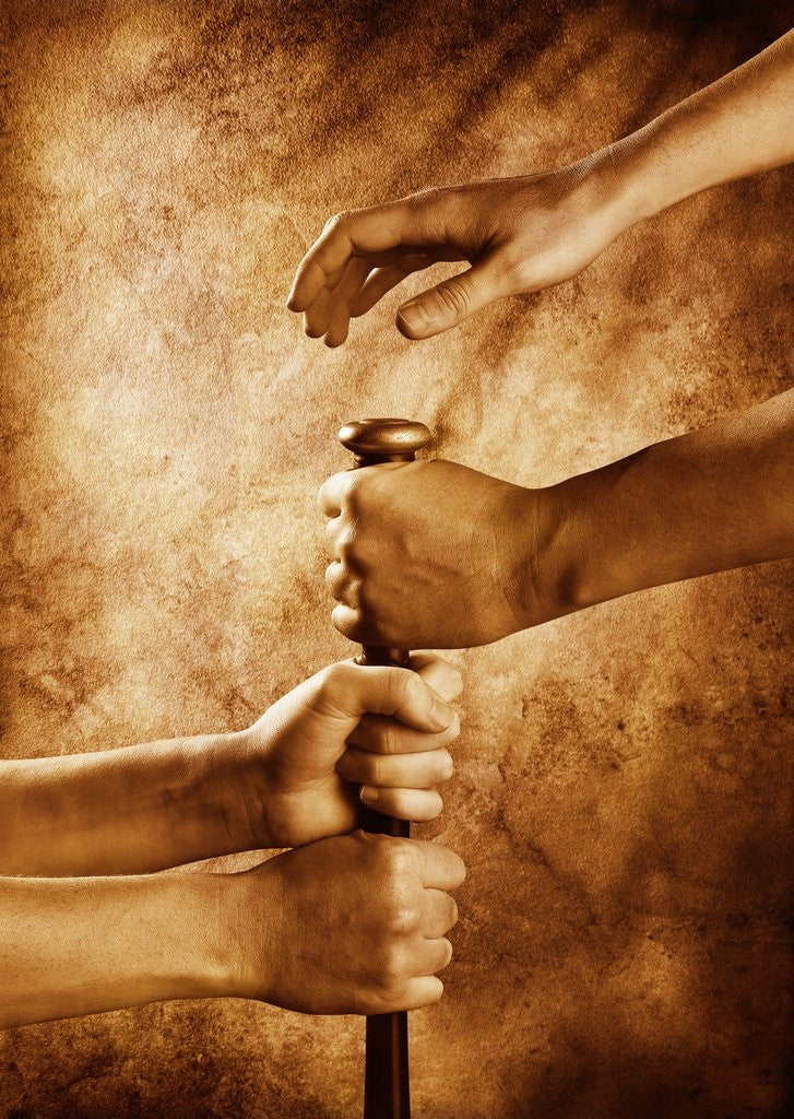 Detail of Hands on Baseball Bat by Anonymous