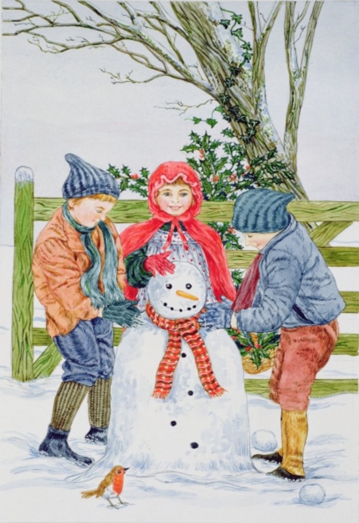 Detail of Building a snowman by Catherine Bradbury