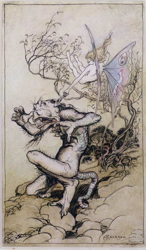 Detail of Sprite and Monster by Arthur Rackham