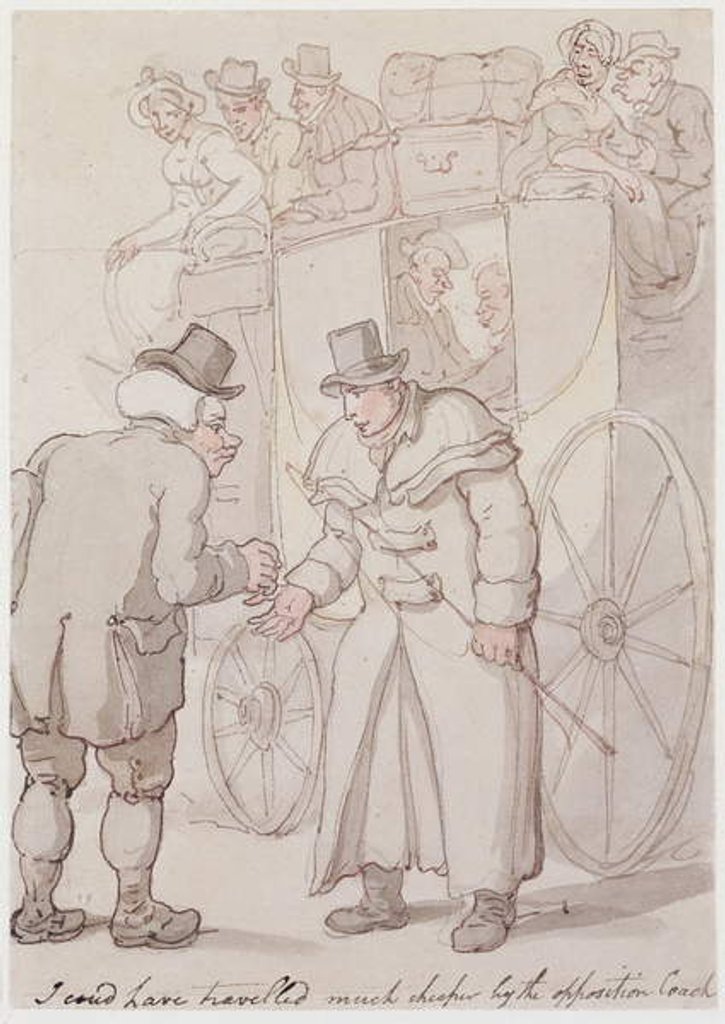 Detail of I could have travelled much cheaper by the opposition coach by Thomas Rowlandson