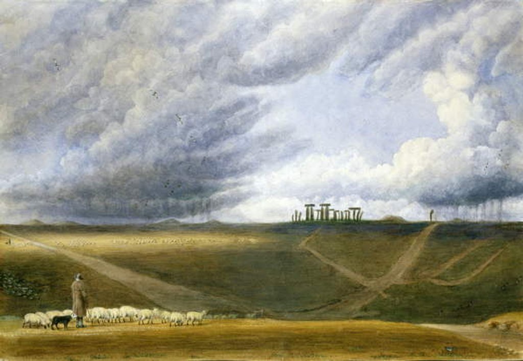 Detail of Sheep Grazing at Stonehenge by William Turner