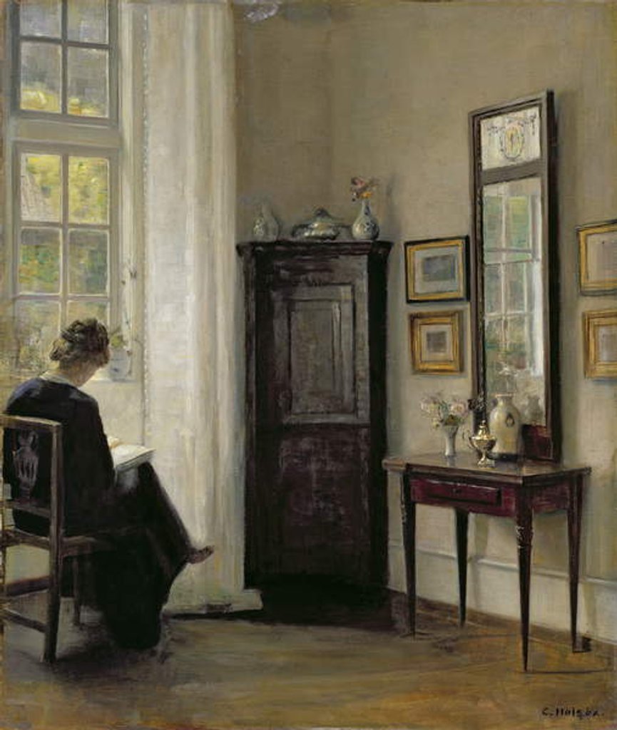 Detail of Interior with Woman Reading by Carl Holsoe