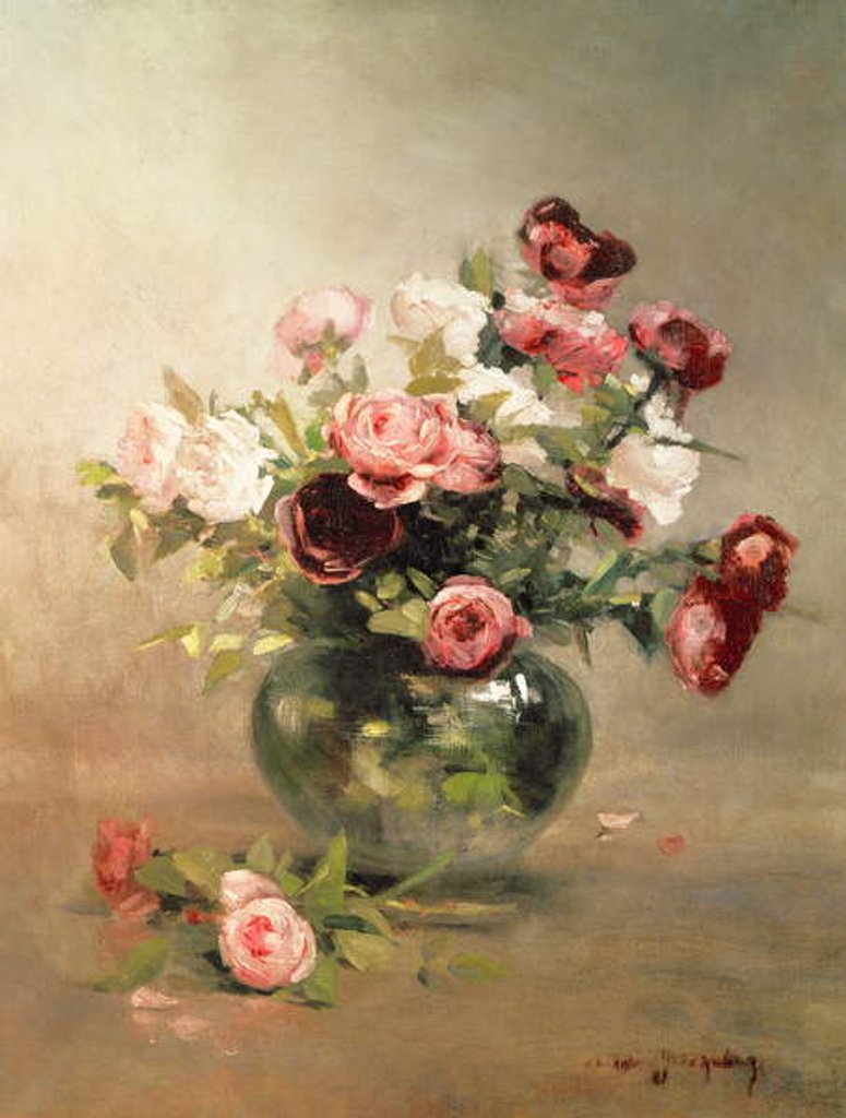 Detail of Vase with Roses by Eva Gonzales