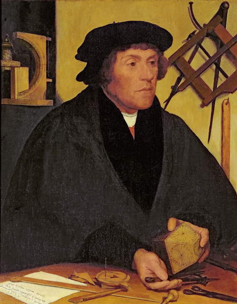 Detail of Portrait of Nicholas Kratzer Fellow of Corpus Christi College and later Astronomer Royal to King Henry VIII by Hans (after) Holbein the Younger