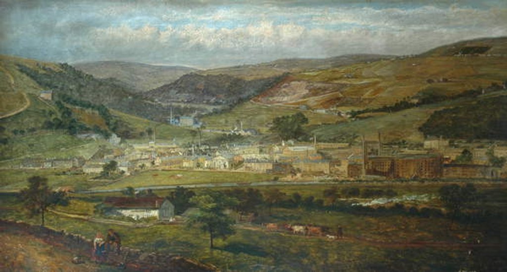 Detail of Hebden Bridge from Palace House, Fairfield, 1869 by John Holland