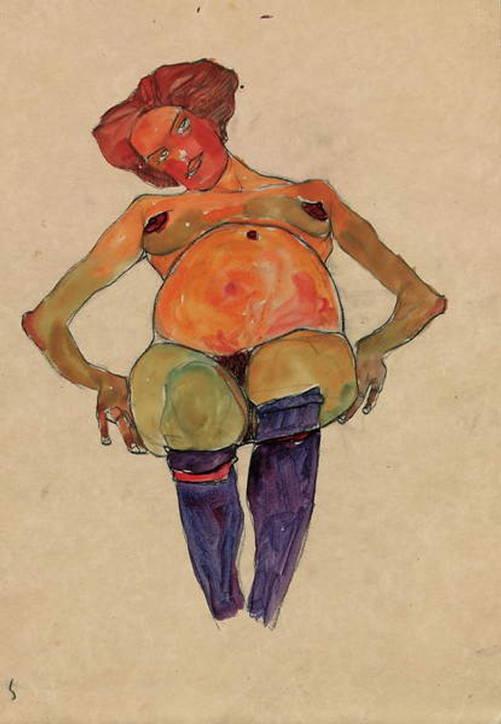 Detail of Seated pregnant woman by Egon Schiele