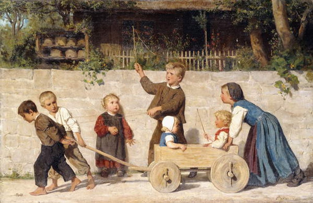 Detail of Kindergespann, 1868 by Albert Anker
