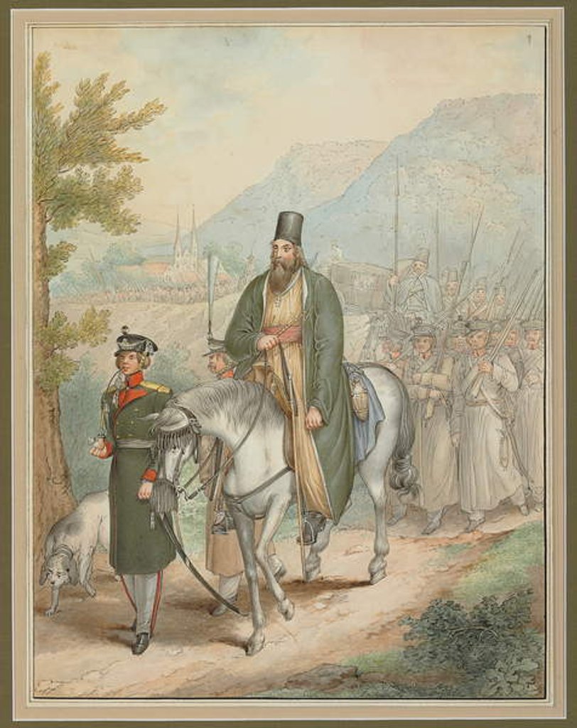Detail of Russian Soldiers Accompanying a Priest on Horseback, by Georg Emanuel Opitz