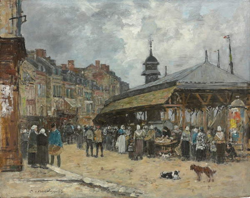 Detail of Market at Trouville; Marche a Trouville, 1878 by Eugene Louis Boudin