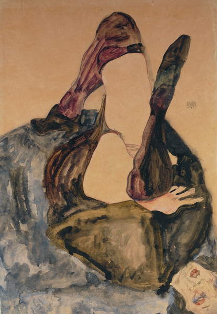 Detail of Woman with Raised Leg and Purple Stockings; Frau mit Erhobenem Bein und Lila Strumpfen, 1911 by Egon Schiele
