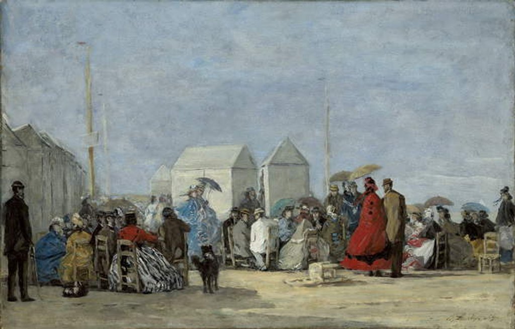 Detail of Beach Scene at Trouville; Scene de plage a Trouville, 1864 by Eugene Louis Boudin