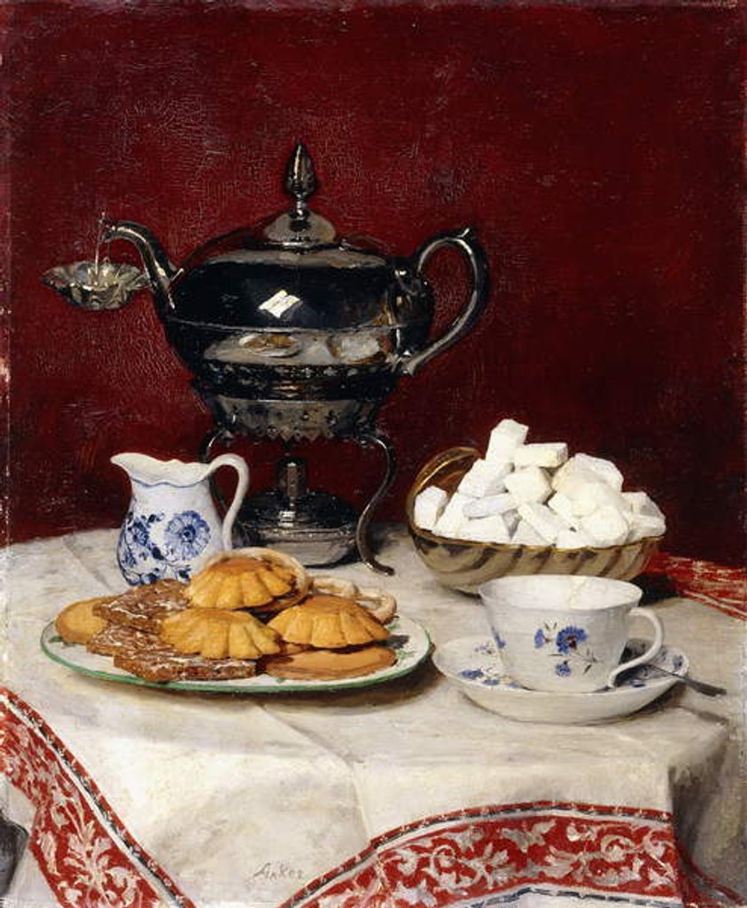 Detail of Still Life: Tasteful Tea, 1897 by Albert Anker