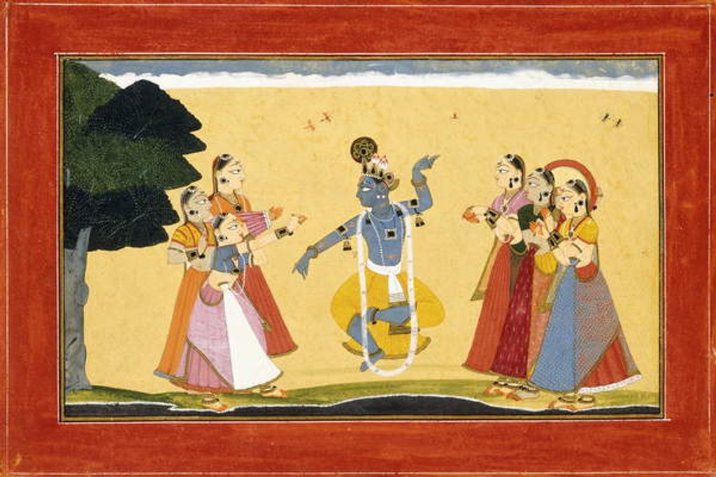 Detail of Krishna Dancing Before the Cowgirls as they Clap their Hands, c.1730-1735 by Manaku