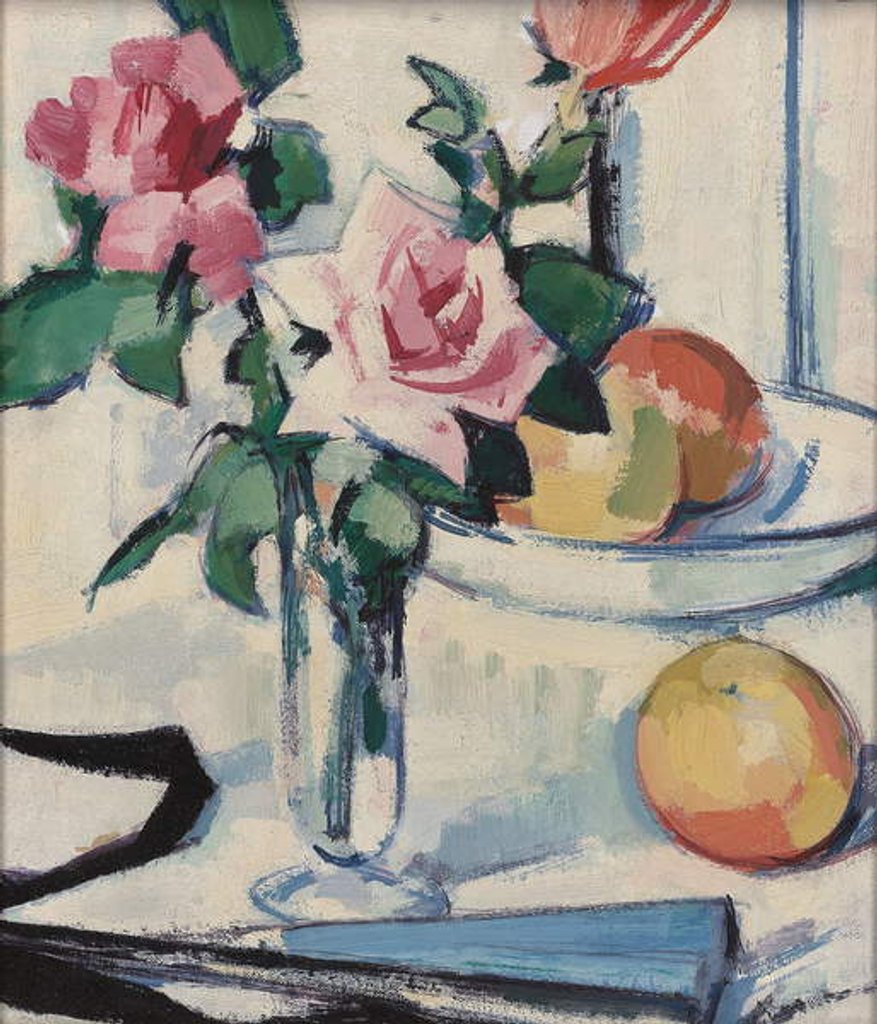 Detail of Still Life with Pink Roses by Samuel John Peploe