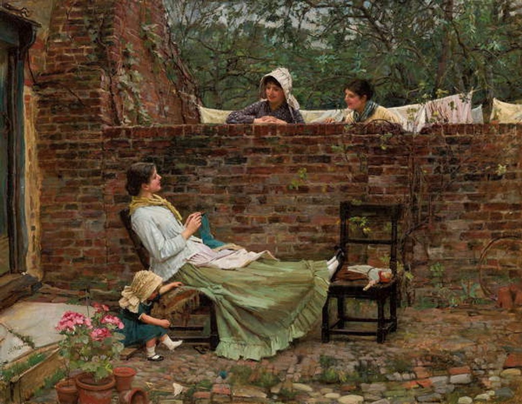 Detail of Gossip, c. 1885 by John William Waterhouse