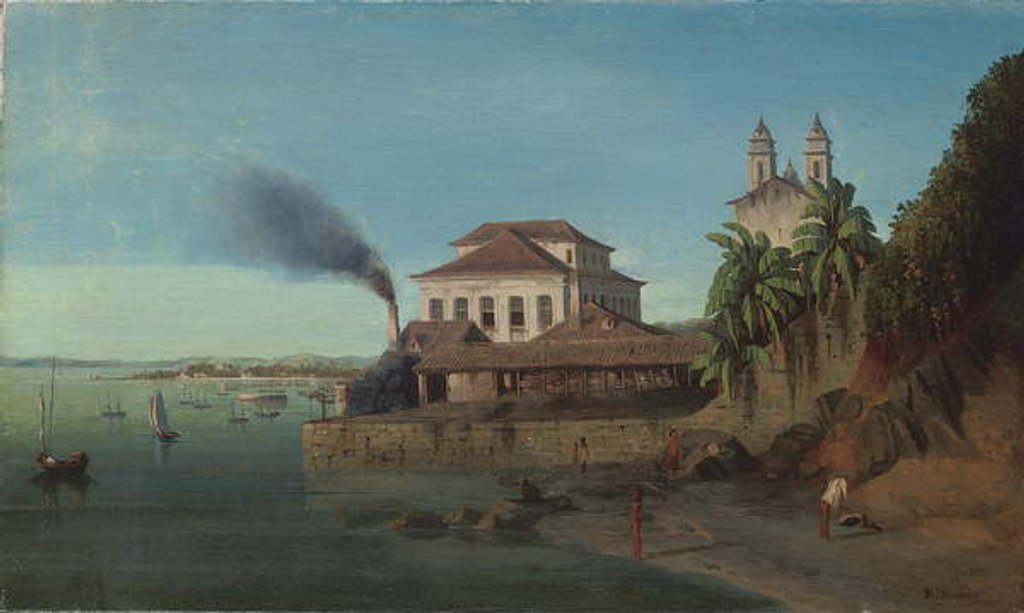 Detail of Solar do Unhao, with the church of N. S. de Conceicao da Praia, Salvador da Bahia by Francois Rene Moreaux