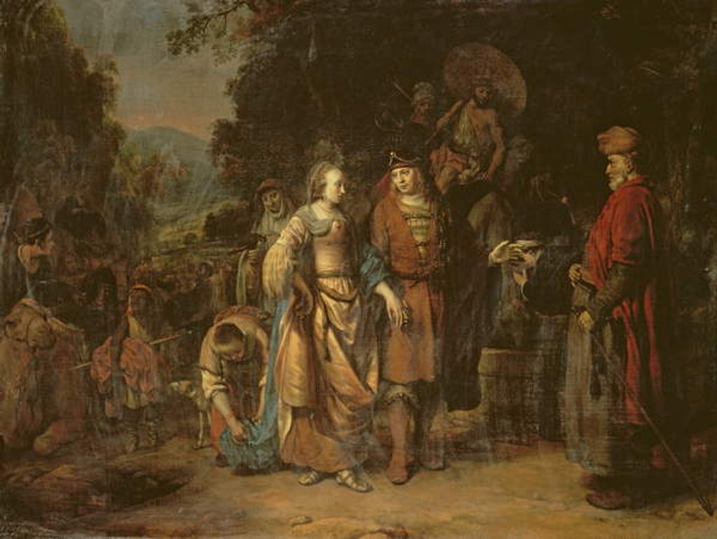 Detail of Isaac and Rebecca by the Well of Lahai-roi by Gerbrandt van den Eeckhout