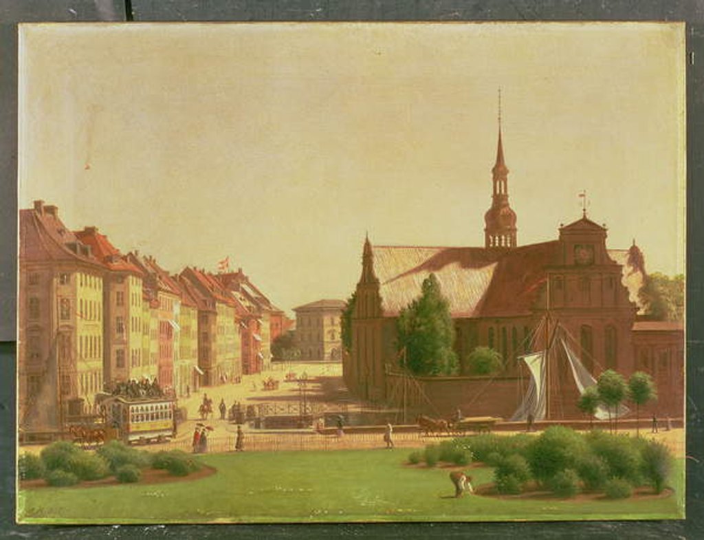 Detail of The Palace Square and Holmens Kirke, from a window in Christiansborg Castle, in Copenhagen, 1866 by Carl-Christian-Constantin Hansen